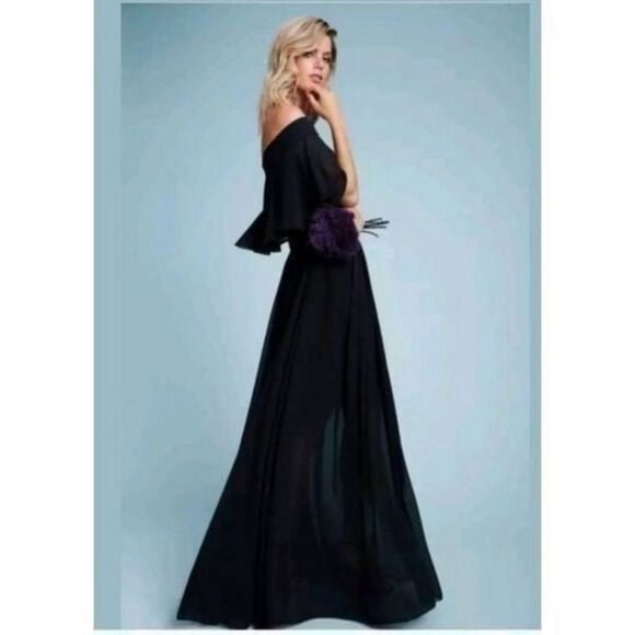Dress the Population Bridal 'VIOLET' OFF THE SHOULDER CHIFFON GOWN DRESS XS - Picture 1 of 12